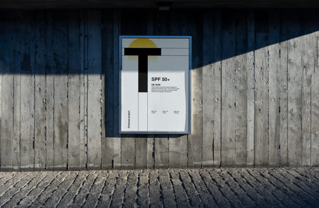 Unser T Branding an einer Wand